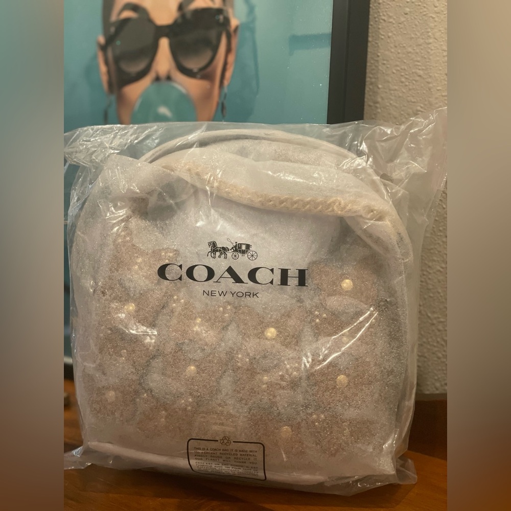 COACH NWT Brown and Gold Carmen Mini Crossbody Bag With Butterfly Appliqués - Picture 2 of 10